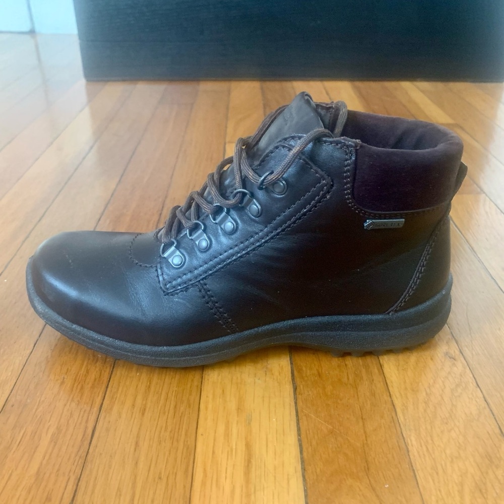 Hotter Rutland Women’s Chocolate Brown Leather & Suede Lace-Up Ankle Booties - Picture 3 of 8